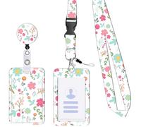 EJRUP Porta Badge con Cordino Retrattile Fiore Portachiavi Estraibile per Carta Bancaria, Chiave, Carta d'Identità, Carta dell'Autobus