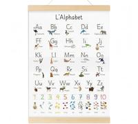 EJRUP Poster ABC 30x40 cm per Bambini Alfabeto Francese Scrittura Base Lettere Numeri con Animali Aiuto per Scuola Primaria Prescuola e Asilo Decorazione per Cameretta Bambini