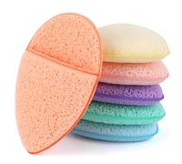 EJRUP Spugnette Trucco Make Up 6 Pezzi Spugnetta Detergente Viso in Poliuretano Idrofilo, Rosa Viola Giallo Chiaro Arancione Verde Blu, con Cordoncino