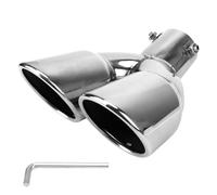 EJUOYO Silenziatore Auto Marmitta per Auto in Acciaio Inossidabile Cromato Universale per Auto, terminale di Scarico a Doppia Uscita da 63 mm Inossidabile Punta Scarico