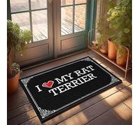 EJXN Cool Room Decorations Runner | Imbottito da cucina in fibre fini e impugnature antiscivolo, superficie morbida I Love My Rat Terrier/Stuff for Room/Welcome Mat per porta d'ingresso esterna (50 x