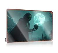 EJXN Decorazione da bar per la casa, Nightmare Moon: The Grim Reaper's Haunting Presence, targa in metallo divertente per la casa da uomo (30 x 40 cm)