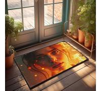 EJXN Runner Fall Front Porch Decor | Accogliente braci dorate: un ritratto di calore e luce - Super assorbente bagno/porta divertente - Tappeto con retro in gomma lavabile, antiscivolo e circolare (65