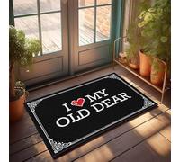 EJXN Tappetino antiscivolo per esterni e ingresso - I Love My Old Dear a forma di L | Cool - Zerbino per porta d'ingresso/impermeabile reversibile per esterni e decorazione per stanze fresche per bar