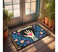 EJXN Tappetino da comodino per camera da letto, lavabile, cucina, porta colorata, pace e amore: una mano che tiene la speranza, antifatica, zerbino per ingresso interno, bagno floreale e autunno