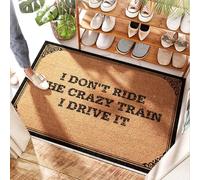 EJXN Tappetino da esterno in gomma con fori | I Don't Ride The Crazy Train I Drive It - Campo da calcio/vasca da bagno a semicerchio, tappetini per porta d'ingresso, impermeabile e medio (65 x 90 cm)