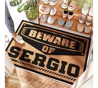 EJXN Tappetino da ingresso per esterni | Water Hog/Beware Of Sergio - Personalizzato Welcome & Under - Tappetini invernali per esterni per porta d'ingresso, Cgear senza sabbia (65 x 90 cm)