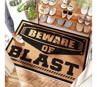 EJXN Tappetino in memory foam per leccare il fango con scritta "Beware Of Blast" - Back | 4 luglio, porta di benvenuto per ingresso esterno, assorbe l'acqua e porta interna (65 x 90 cm)