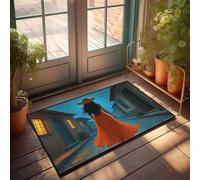 EJXN Tappeto da bagno stretto con retro antiscivolo e soffice bagno caldo e accogliente | Passeggiata notturna nella città vecchia - Decorazioni per porta della camera da letto/tappetini autunnali per