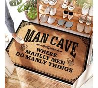 EJXN Tappeto da porta a basso profilo, in cocco, con scritta "Welcome Spring Man Cave Where Manlly Men Do Manly Things", per bagno scuro, tappetino per esterni e ingresso di casa/scarpa in gomma