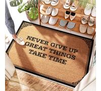 EJXN Tappeto da portico con motivo "Cookies Never Give Up Great Things Take Time", resistente al calore, grande porta da esterno/porta estiva, tappeto per porta d'ingresso, per interni, impermeabile