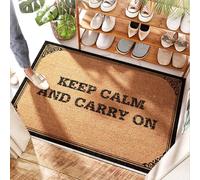 EJXN Tappeto da portico grande, impermeabile, con scritta "Keep Calm And Carry On", per porta occidentale/bagno, antiscivolo, lavabile, per bagno e messicano (65 x 90 cm)