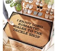 EJXN Tappeto di benvenuto per porta d'ingresso, per patio ed esterni, impermeabile, paglia, con scritta "I Enjoy Long Romantic Walks to The Tackle Shop", antiscivolo, lavabile, scarabocchiare e (40 x