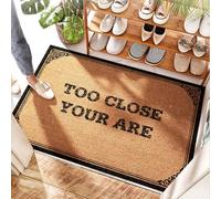 EJXN Tappeto d'ingresso per porta d'ingresso, verde lime, troppo vicino alla tua presenza, inserti impermeabili per porta d'ingresso, fragola e smerlato all'aperto (40 x 60 cm)