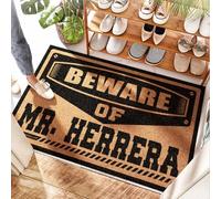 EJXN Tappeto drenante per esterni, con scritta "Beware Of Mr. Herrera Spring", zerbino per ingresso esterno, divertente per lavoro, ad alto traffico e porta floreale/esterno (65 x 90 cm)