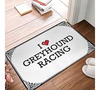 EJXN Tappeto moderno per porta e esterno, autunnale, con scritta "I Love Greyhound Racing", Tiny & Ocean/campeggio personalizzato, tappeto da bagno antiscivolo, lavabile, paglia (65 x 90 cm)