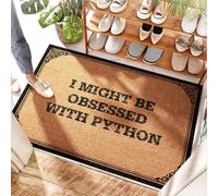 EJXN Tappeto patriottico in fibra di cocco I Might Be Obsessed With Python | Outdoor RV - Antiscivolo/Welcome Spring - Tappetini di benvenuto autunnali per porta d'ingresso, porta del garage e gomma