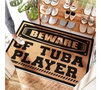 EJXN Tappeto per ingresso resistente, extra large, con scritta "Beware of Tuba", per bagno, a mezza luna, per esterni, naturale, scuro e per camper/camper (50 x 80 cm)