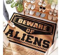 EJXN Tappeto per porta con anguria - Attenzione agli alieni | Monstera - Tappeto da esterno / antiscivolo e morbido per porta esterna ingresso (50 x 80 cm)