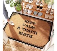 EJXN Tappeto per porta primaverile ed estate, lavabile, con scritta "Keep Calm And Teach Math", per interni, mezzo rotondo, per ingresso esterno, divertente, conchiglie per pavimenti in cemento (50 x