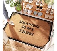 EJXN Zerbino antiscivolo per esterni con scritta "Reading Is My Thing" - Personalizzato | Juta/Extra Large Outdoor Door Mat - Camera da letto, Mezzaluna (65 x 90 cm)