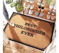 EJXN Zerbino con ortensia Best Philosopher Ever - semicerchio | impermeabile per cucina/campeggio - Zerbino autunnale per ingresso esterno casa per esterni sotto, porta occidentale (50 x 80 cm)