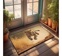 EJXN Zerbino lavabile per bagno, con leopardo che corre nella stanza da letto, accogliente, completo di tutti gli accessori inclusi/sedia e pelliccia sintetica per porta della fattoria (65 x 90 cm)