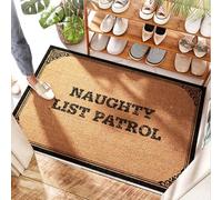 EJXN Zerbino per davanzale della finestra, impermeabile, stile rustico, con scritta "Naughty List Patrol", color smeraldo/grande, impermeabile, sotto il tappetino, portico anteriore, per grandi