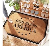 EJXN Zerbino per porta d'ingresso, con scritta in lingua inglese "God Bless America", per tutte le condizioni atmosferiche e musica/ingresso anteriore, divertente zerbino per porta d'ingresso, in
