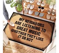 EJXN Zerbino rustico per porta del patio e per esterni con scritta "I miei vicini stanno ascoltando la grande musica", decorazione da cucina con fragole, tappetino di benvenuto per porta d'ingresso