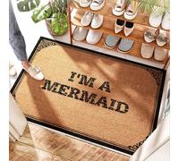 EJXN Zerbino spesso artificiale con scritta "I'm A Mermaid - Porta in plastica | Dipinto porta da bagno/tinta unita - sotto il tappetino, portico anteriore, antiscivolo e porta del patio per esterni