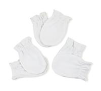 EkaBo Baby -Muffole neonati- Set di guanti antigraffio per bambini - Guantini in cotone per ragazze e ragazzi - Anti-scratch mittens- Made in EU (3 paia: bianco)