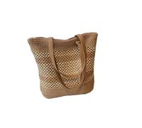 EKalgretrA Borsa Da Spiaggia Intrecciata Borse estive in paglia for donna Borsa a tracolla in rattan da spiaggia intrecciate fatte a mano viaggio(Khaki)