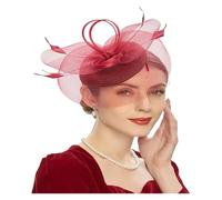 EKalgretrA Cappello da Matrimonio Cappelli Vintage da Festa del tè for Le Donne con Fascia in Rete di Piume e Fermaglio for Capelli Sposa(Color2)