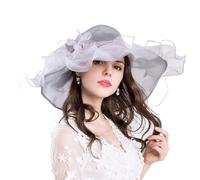 EKalgretrA Cappello da Sposa in Organza Trasparente Donna con Velo | Elegante cappello da chiesa for la sposa, la madre dello sposo