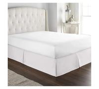 EKalgretrA Gonna Letto Matrimoniale Gonna da Letto su Misura, Morbida e Confortevole, con Pieghe, in Tessuto Antipiega, Alta 15 Pollici(White,160x190 x 35 cm)