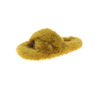 EKalgretrA Pantofole Morbide Incrociate Pantofole in Pelliccia Spessa con Una Parola in Doppia Scarpe Casual in Cotone for la casa da Donna Piatte in Peluche Cinghie Incrociate(Yellow,39 EU)