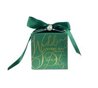 EKalgretrA Scatola Portaconfetti Matrimonio Scatola di Caramelle da 20/50 Pezzi con Scatola accompagnamento in Seta Carta Quadrata for Piccoli Pacchetti(Green,20PCS_6.5X6.5X6.5CM)