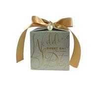 EKalgretrA Scatola Portaconfetti Matrimonio Scatola di Caramelle da 20/50 Pezzi con Scatola accompagnamento in Seta Carta Quadrata for Piccoli Pacchetti(Gold,20PCS_6.5X6.5X6.5CM)