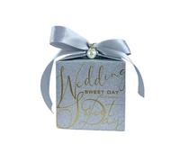 EKalgretrA Scatola Portaconfetti Matrimonio Scatola di Caramelle da 20/50 Pezzi con Scatola accompagnamento in Seta Carta Quadrata for Piccoli Pacchetti(Silver,50PCS_8.2X8.2X8.2CM)