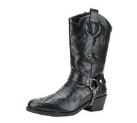EKalgretrA Stivali da Uomo Cowboy Western Stivali da Cowboy Occidentali Modello Coccodrillo Stivale a metà Polpaccio Uomo con Design a Catena Fibbia in Metallo Cavaliere Strada alla Moda(45 EU)
