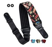 EKATO Cinturino per chitarra in neoprene 3D per basso e chitarra elettrica, cinturino per chitarra da 3 pollici larghezza con estremità in pelle, cintura per chitarra regolabile 45-55 pollici - nero