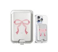 EKAX Portafoglio magnetico anti-smarrimento, design magnetico forte, compatibile con MagSafe, contiene 1 carte, portafoglio per telefono stick su iPhone e smartphone Android, Fiocco rosa, Pocket,