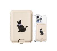 EKAX Portafoglio magnetico anti-smarrimento, design magnetico forte, compatibile con MagSafe, contiene 1 carte, portafoglio per telefono stick su iPhone e smartphone Android, Gatto nero., Pocket,