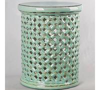 EKDJSN Cinese Sgabello, Sgabello Porcellana, Sgabello Decorativo Smaltato E Scavato, Sgabello Da Giardino Smaltato e Dipinto a Mano, Sgabello da Trucco, Tavolino Laterale, Portavaso(Green)