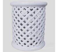 EKDJSN Cinese Sgabello, Sgabello Porcellana, Sgabello Decorativo Smaltato E Scavato, Sgabello Da Giardino Smaltato e Dipinto a Mano, Sgabello da Trucco, Tavolino Laterale, Portavaso(White)