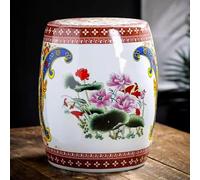 EKDJSN Cinese Sgabello, Sgabello Porcellana, Sgabello in Ceramica, Portafiori, Sgabello da Giardino a Tamburo in Ceramica con Motivo Floreale e Chinoiserie(Red A)