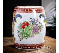 EKDJSN Cinese Sgabello, Sgabello Porcellana, Sgabello in Ceramica, Portafiori, Sgabello da Giardino a Tamburo in Ceramica con Motivo Floreale e Chinoiserie(Red B)