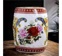 EKDJSN Cinese Sgabello, Sgabello Porcellana, Sgabello in Ceramica, Portafiori, Sgabello da Giardino a Tamburo in Ceramica con Motivo Floreale e Chinoiserie(Red C)