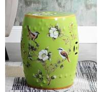 EKDJSN Sgabello in Ceramica, Sgabello a Tamburo Smaltato e Dipinto a Mano, Sgabello a Tamburo in Stile Cinese, Sgabello Porcellana, Sgabello da Trucco, Tavolino Laterale, Poggiapiedi(Green)